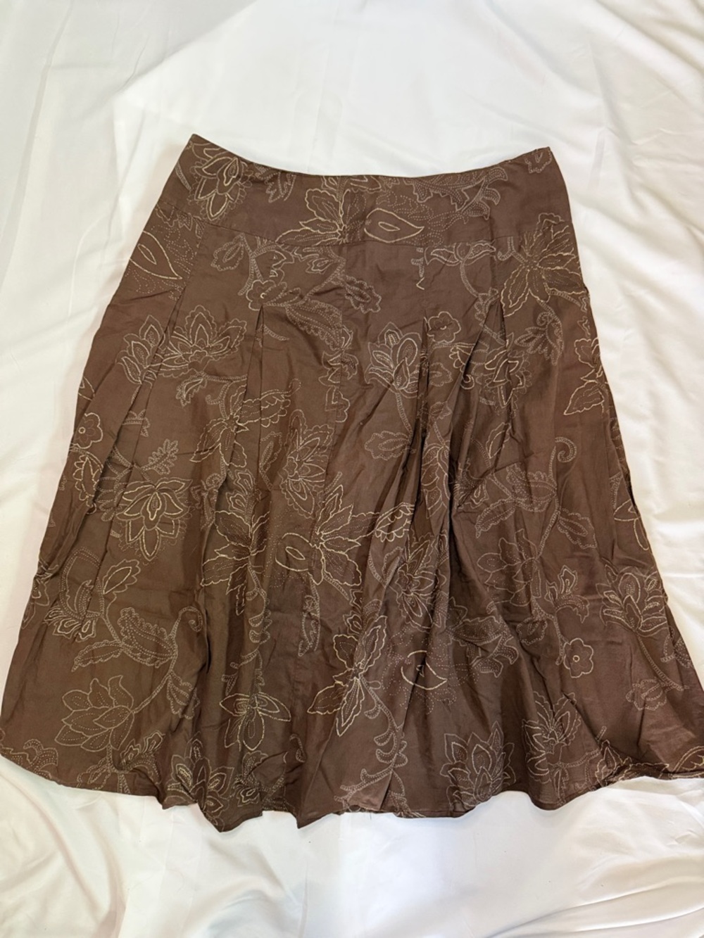 Apt 9  Floral Panel A-Line Skirt - Brown
